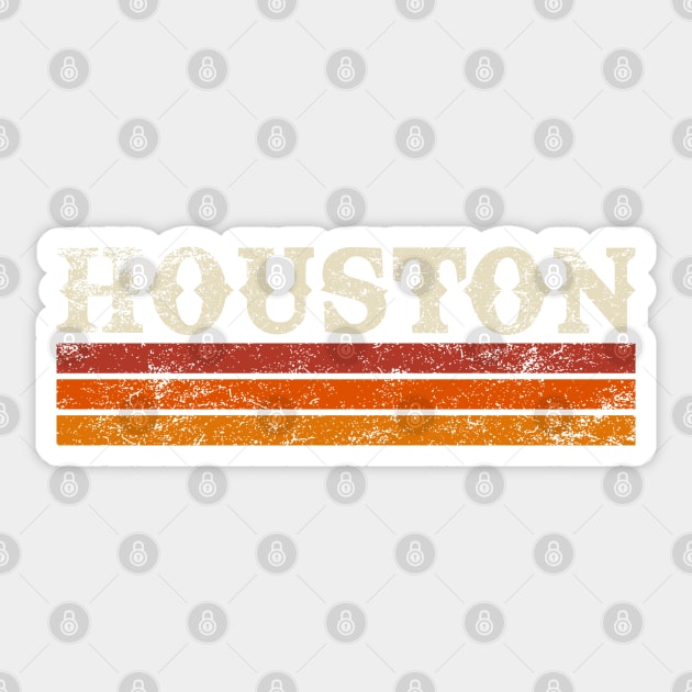 Retro Houston Texas Three Stripe Vintage Weathered Sticker by Genie Designs